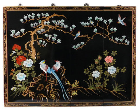 Oriental Wall Art Hand Painted Birds and Flowers