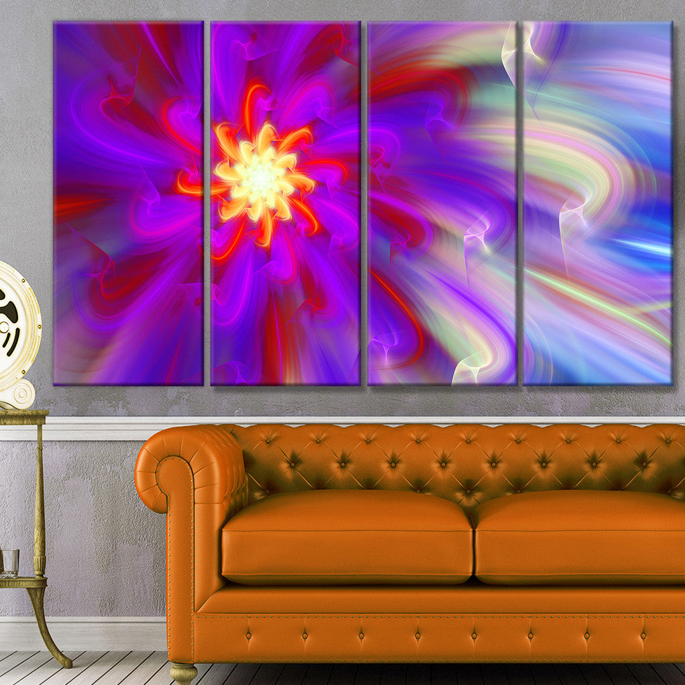 Beautiful Purple Flower Petals, Floral Canvas Art Print, 48"x28", 4 Panels