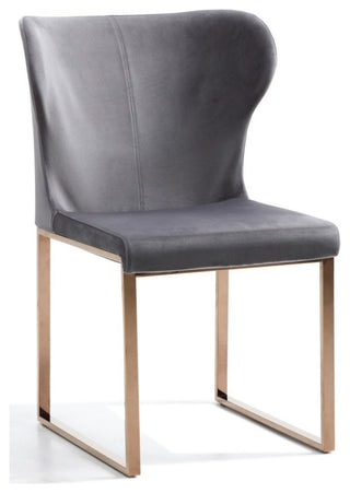 Gray Rosegold Velvet Dining Chair