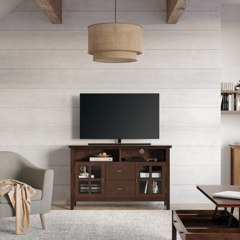 Artisan Solid Wood TV Media Stand in Russet Brown For TVs up to 55"