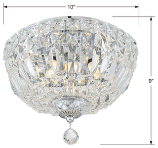 Rosyln 3 Light Ceiling Mount in Polished Chrome with Hand Cut Crystal
