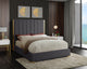 Becca Velvet Upholstered Bed, Gray, King