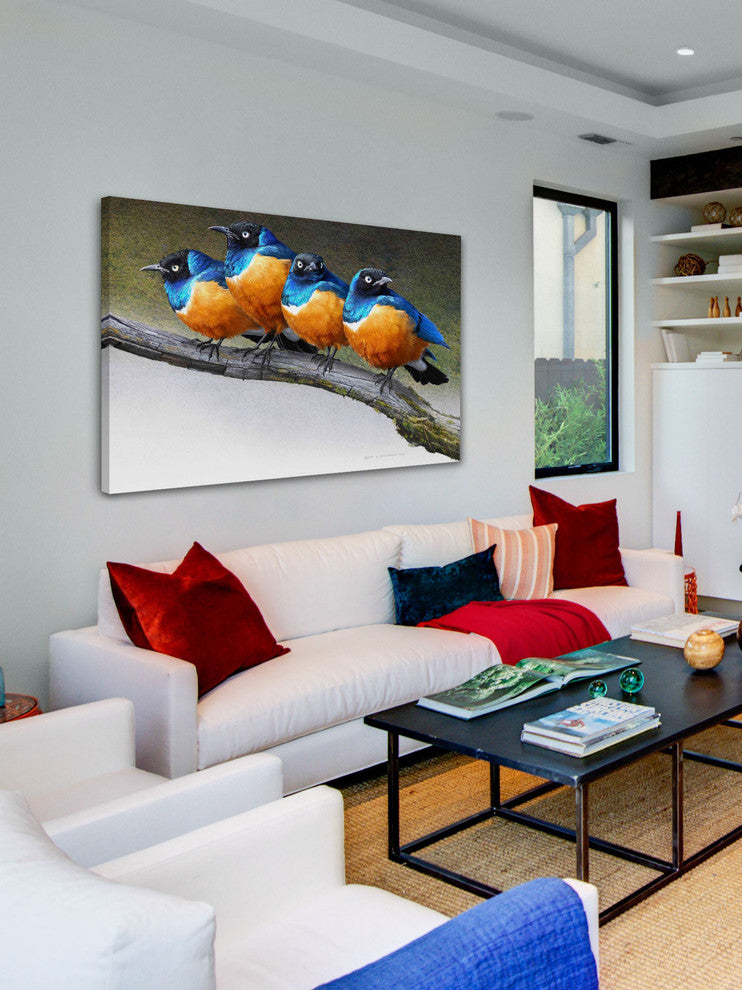 "Grumpy Starlings" Painting Print on Canvas by Chris Vest