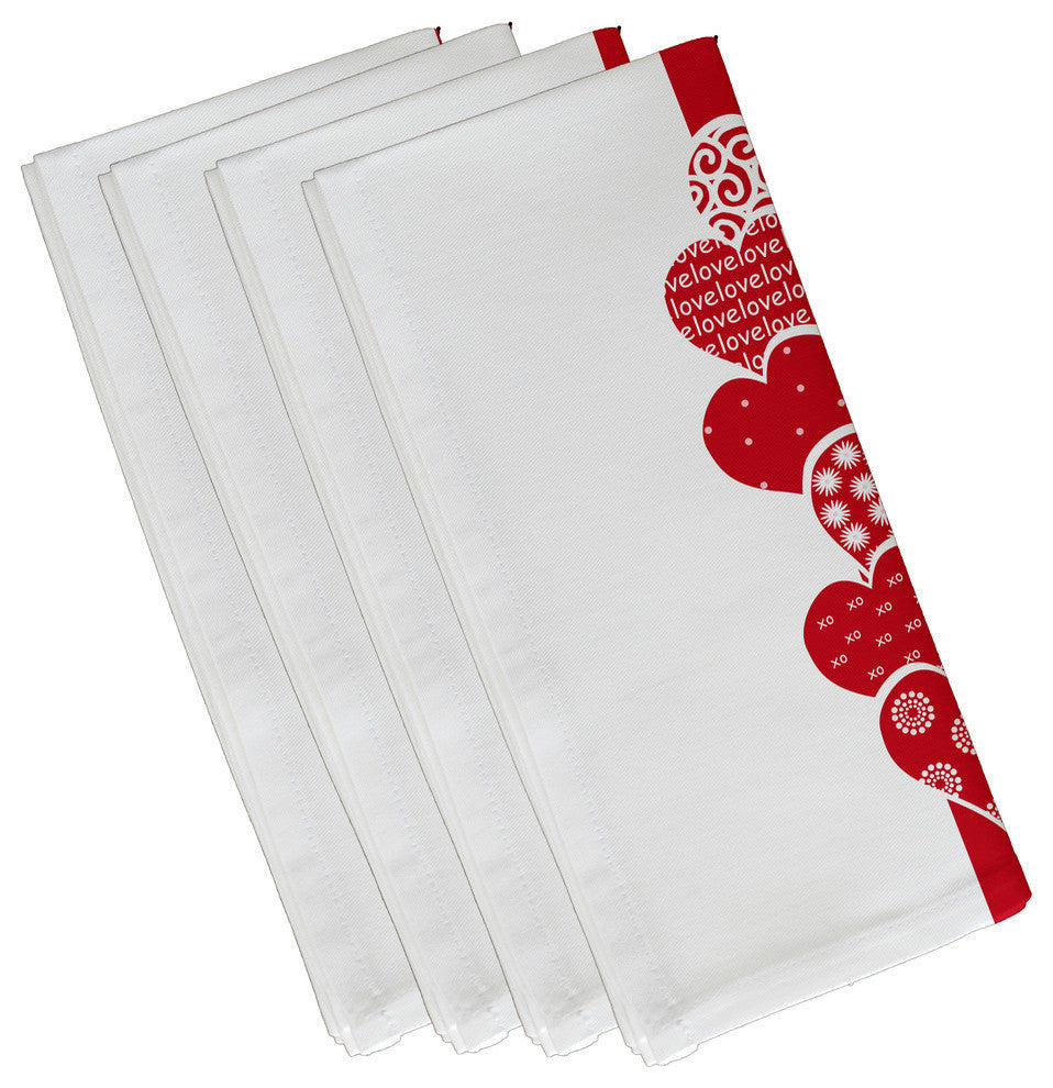 Valentine Print Napkin, Red, Set of 4