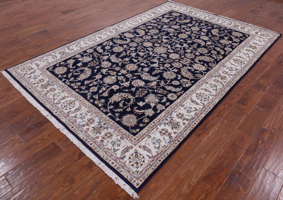 Wool and Silk Persian Nain Handmade Rug 5' 11" X 9' 0" Q4484