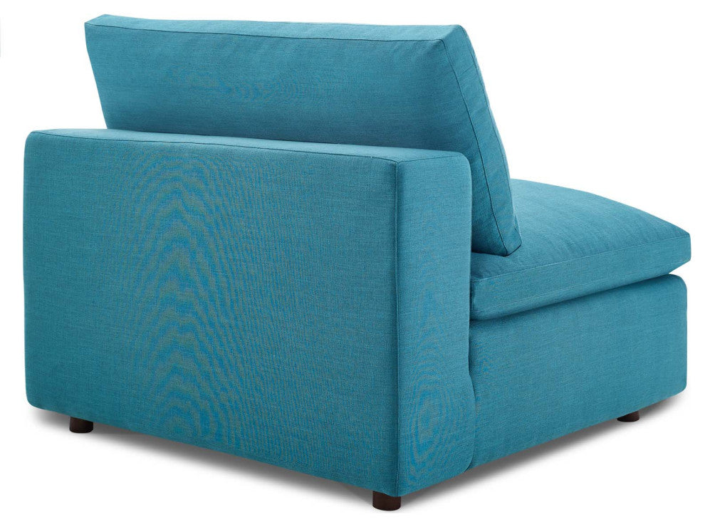 Modern Designer Lounge Club Lobby Sectional Sofa Set, Fabric, Aqua Blue