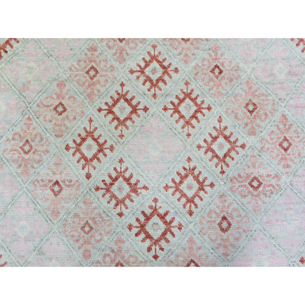 Red, Anatolian Village Inspired Style, Soft Wool Hand Knotted Rug, 9'0"x12'0"