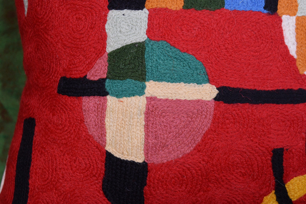 Lumbar Red Kandinsky Decorative Pillow Cover Abstract Counterweights Wool 14x20