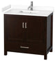 36" Single Bathroom Vanity, Espresso, White Cultured Marble Countertop, Sink