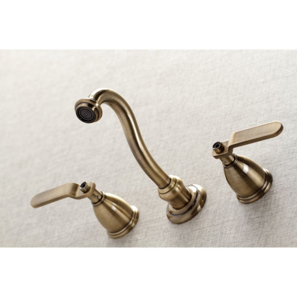 KS3023KL Two-Handle Wall Mount Tub Faucet, Antique Brass