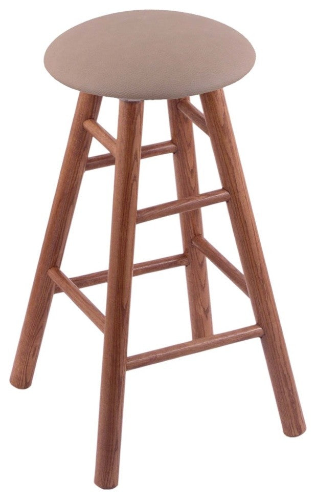 Holland Bar Stool, Oak Round Cushion Bar Stool, Smooth Legs
