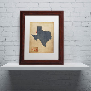 'Texas Map Denim Jeans Style' Matted Framed Canvas Art by Michael Tompsett