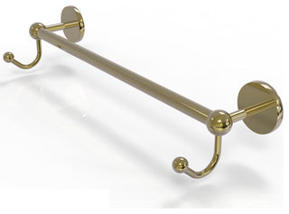 Prestige Skyline 18" Towel Bar with Integrated Hooks, Unlacquered Brass