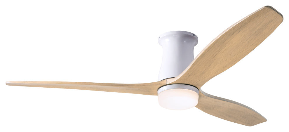 Arbor Flush Fan, Gloss White, 54" Maple Blades With LED, Wall Control