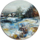 Village In Winter, Landscape Round Wall Art, 11"