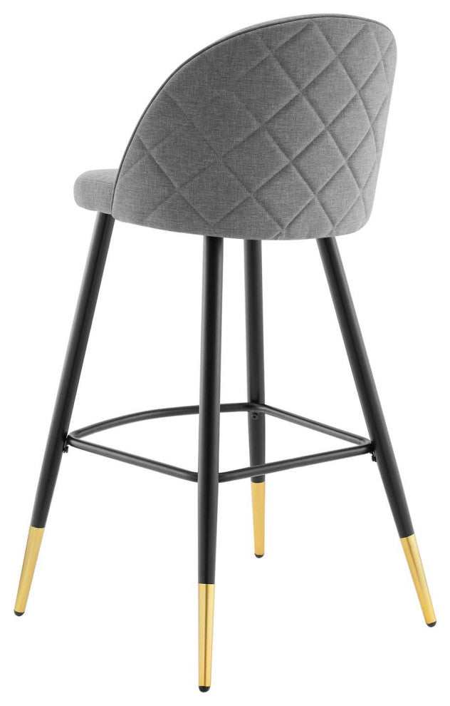 Bar Stool Chair Barstool, Set of 2, Fabric, Metal, Gray, Modern, Bar Pub