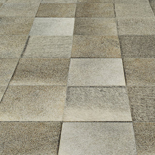 Cowhide Patchwork Rug, Ares, Pewter, 6'x9'