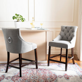 Safavieh Eleni Tufted Counterstool, Grey/Espresso