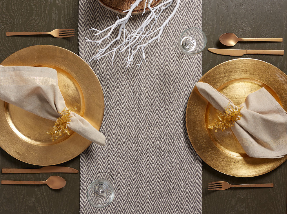 Gray Handloom Chevron Table Runner 15x108