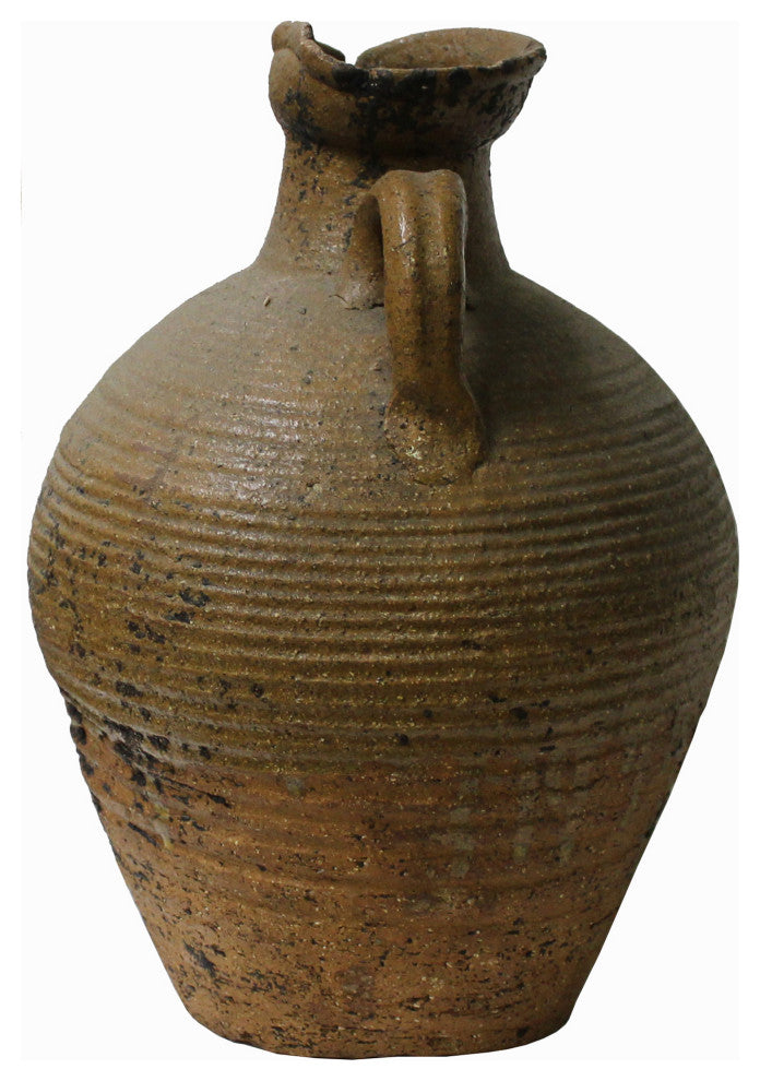 Ceramic Rough Light Brown Rust Dimensional Marks Vase Jar Hws1370