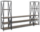 3-Piece Storage Wall with 60" X Console - Slate Grey/Black Metal