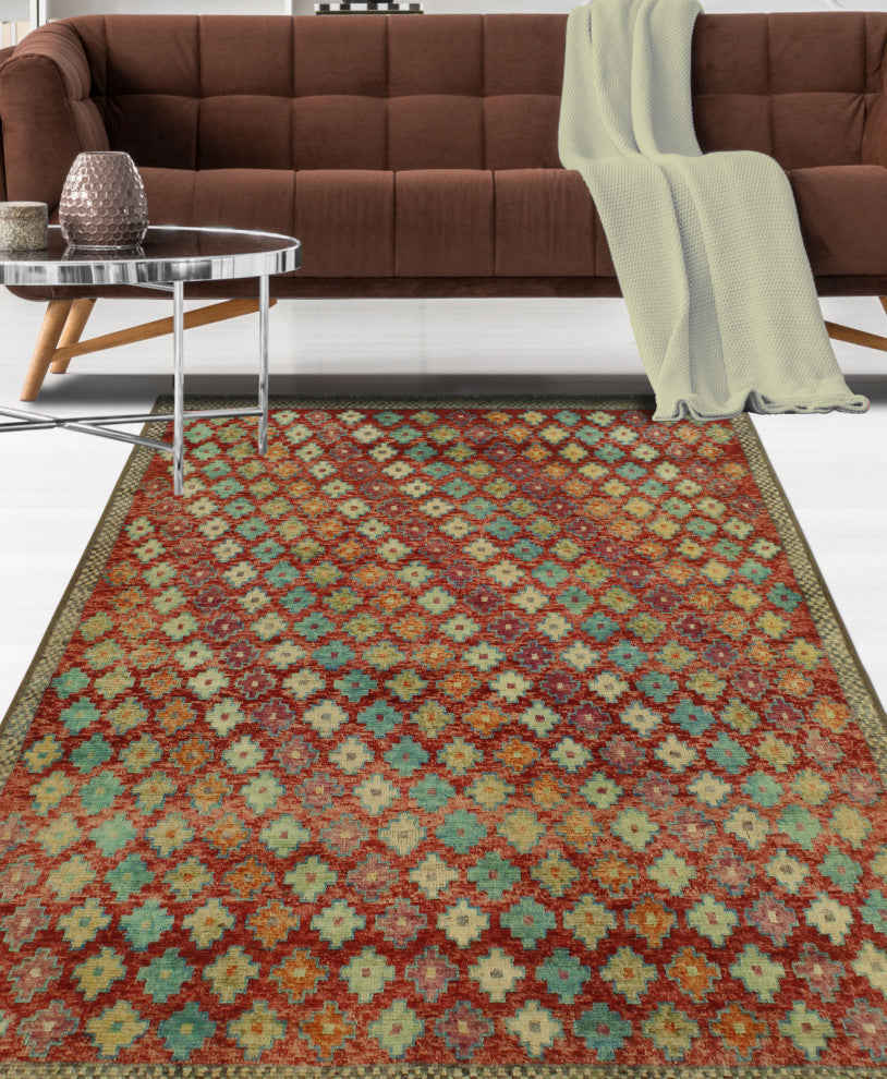 Balochi Landon Red/Orange Rug, 5'0x6'7