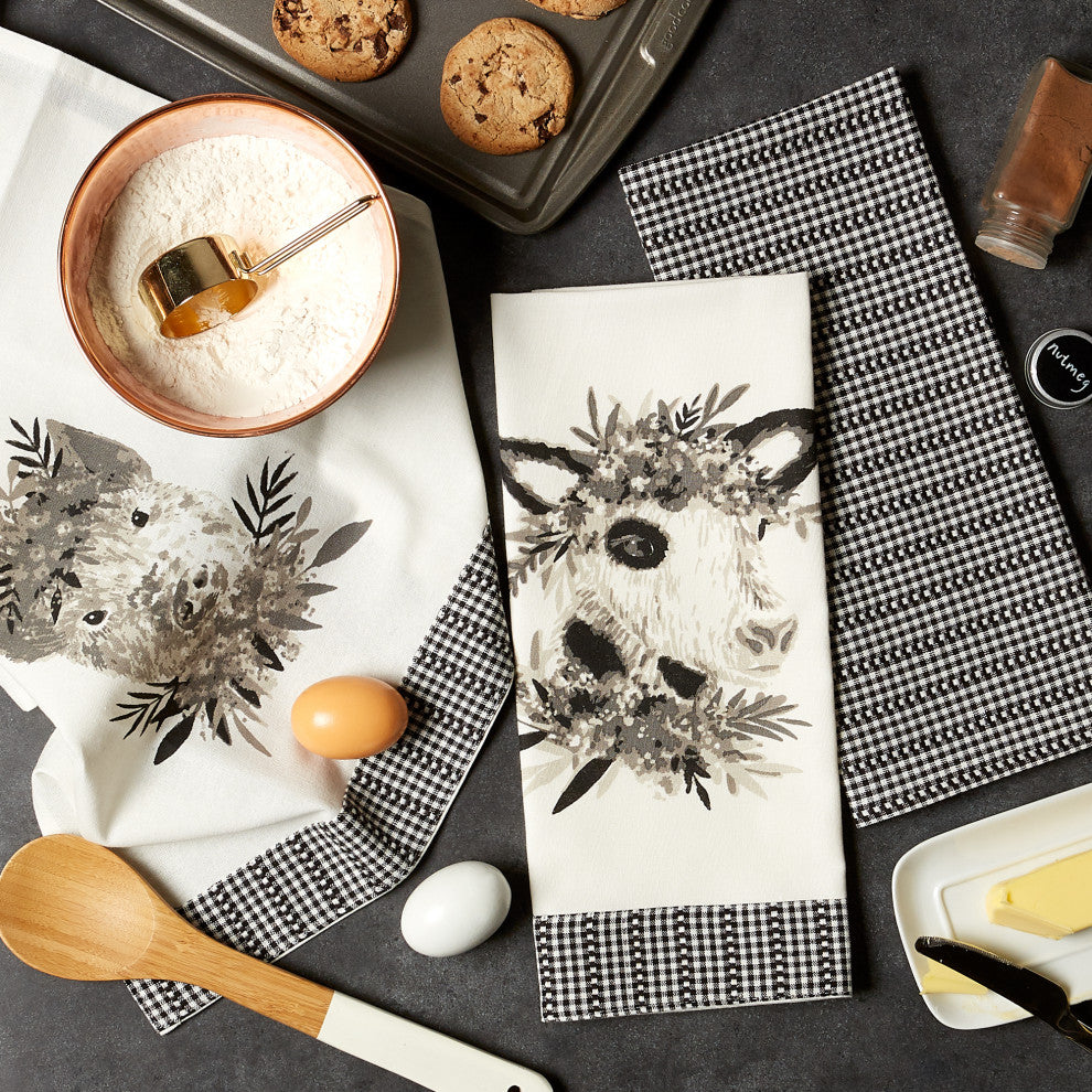 Barn Animals Embellished Dishtowel Set of 3