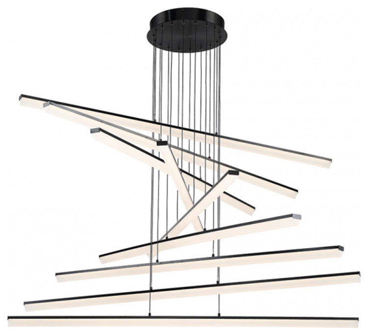 Stack 3 Light LED Linear Pendant 3000K, Brushed Aluminum, Black, 9 Lights