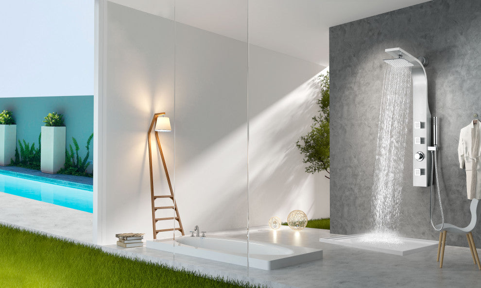 ANZZI Silent 40" Full Body Shower Panel, Brushed Steel