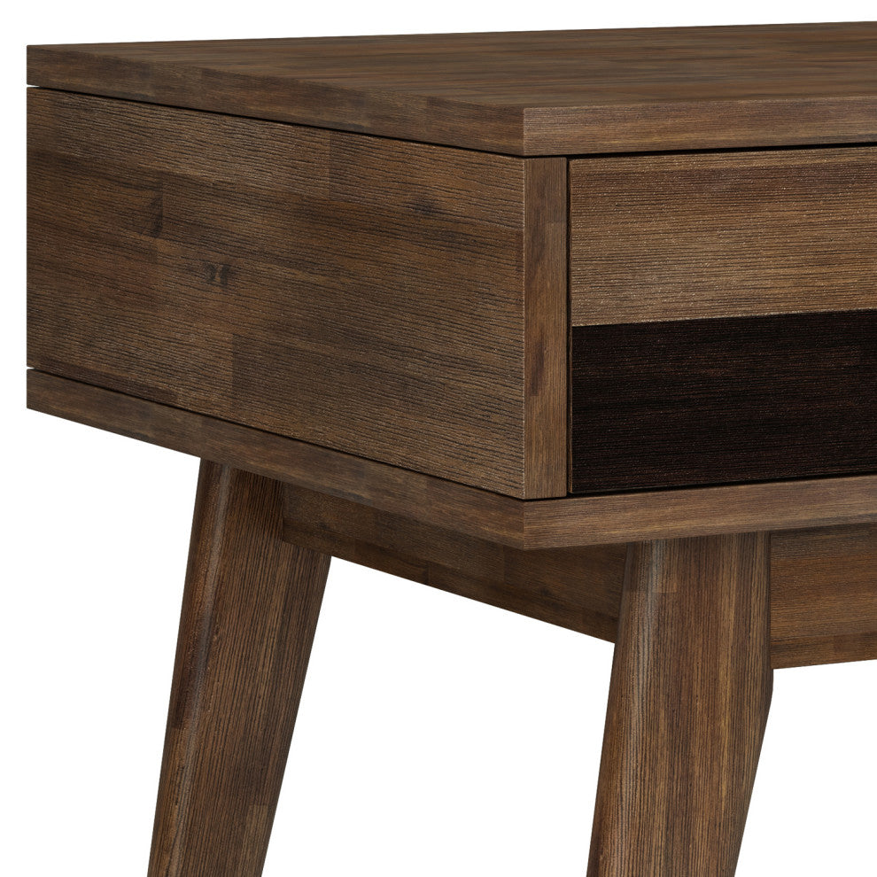 Clarkson Solid Acacia Wood End Table, Rustic Natural Aged Brown