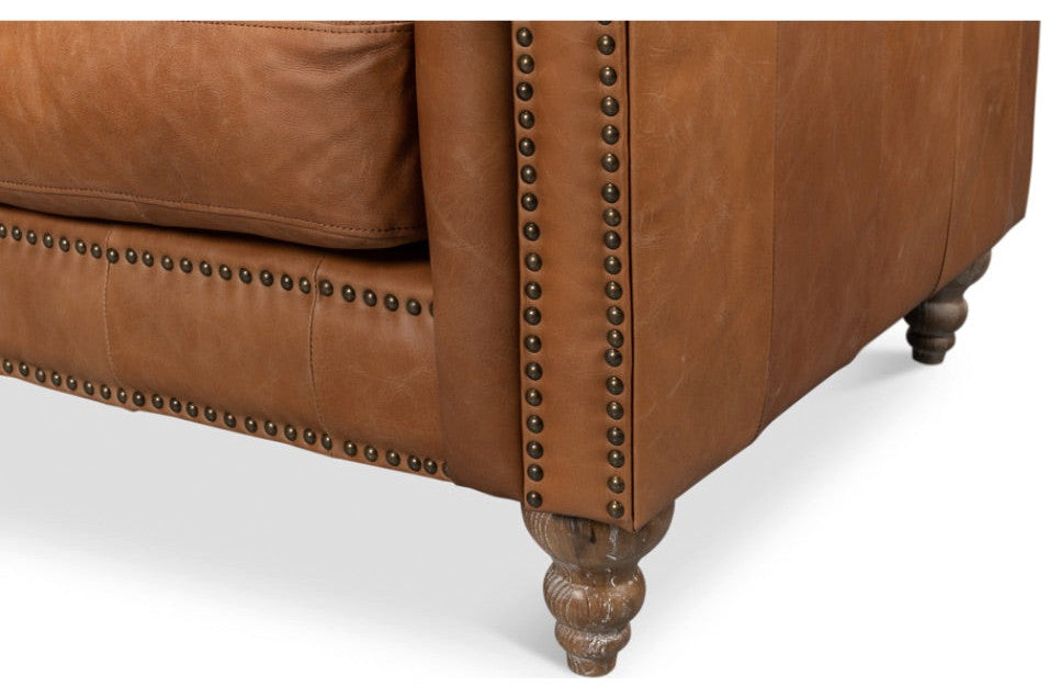 Chesterfield Kingston Sofa Tan Leather 2 Cushions