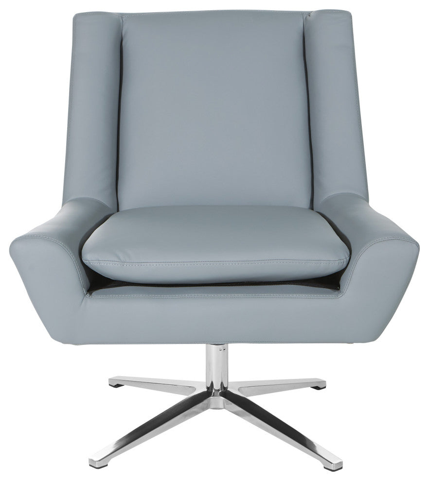 Faux Leather Guest Chair, White Faux Leather and Aluminum Base, Charcoal Gray