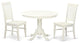 3 Pc Set, Round Dinette Table And 2 Leather Kitchen Chairs In White, White