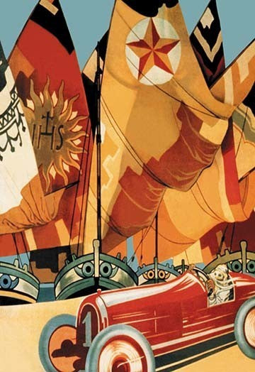 Sailboat and Automobile - Fine Art Giclee Print 24" x 36"