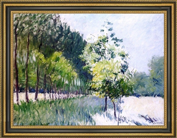 Gustave Caillebotte Lane Bordered by Trees Framed Premium Canvas Print, 18"x24"