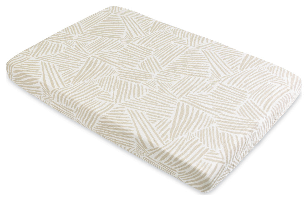 Mini Crib Sheet, GOTS Certified Organic Muslin Cotton, Oat Stripe