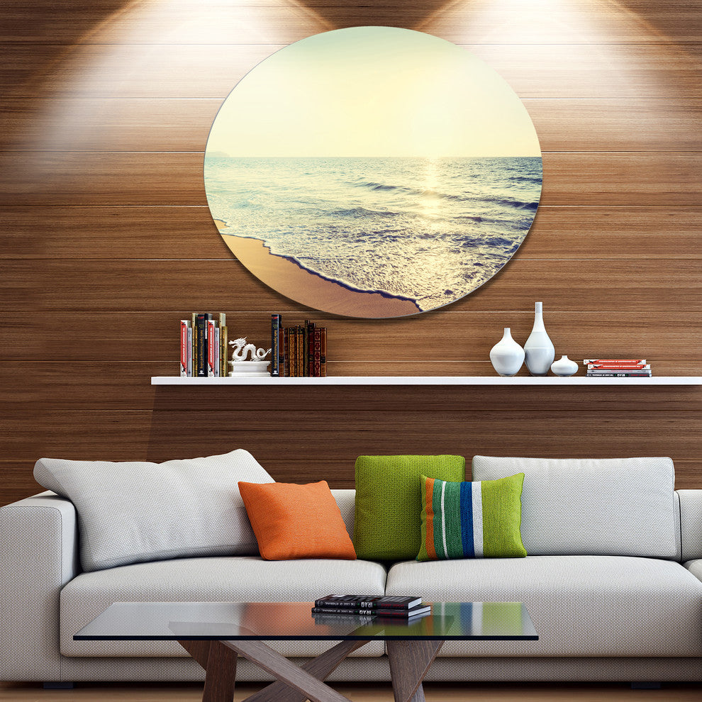 Bright Seashore During Sunset, Seashore Art Round Wall Art, 36"