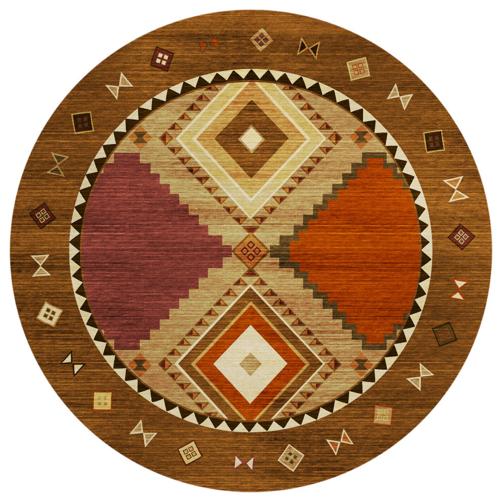 Indoor/Outdoor Phoenix PH2 Walnut Machine Washable 8' x 8' Round Rug