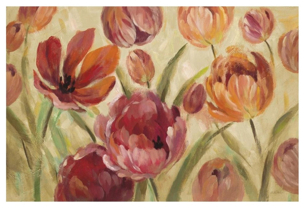 "Expressive Tulips Neutral" Digital Paper Print by Silvia Vassileva, 26"x18"