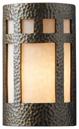 Ambiance Large Prairie Window, Wall Sconce, Hammered Polished Brass, Led