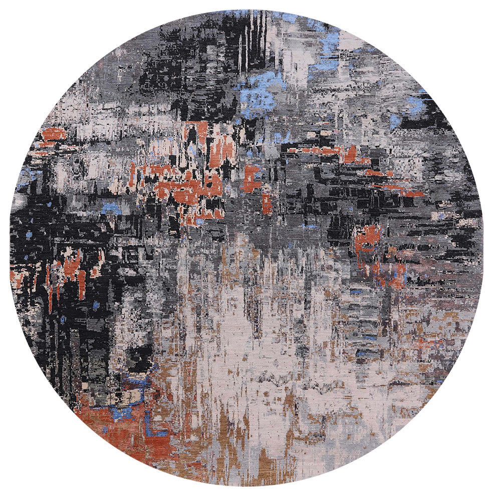 Ahgly Company Indoor Round Mid-Century Modern Area Rugs, 6' Round