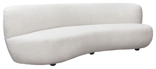 Simone Curved Sofa in White Faux Sheepskin Fabric