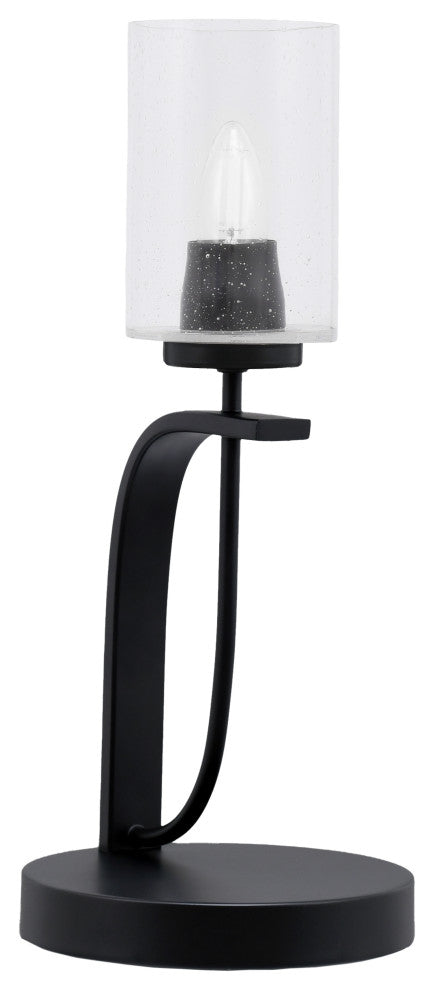 Cavella 1 Light Accent Lamp, Matte Black Finish, 4" Clear Bubble Glass
