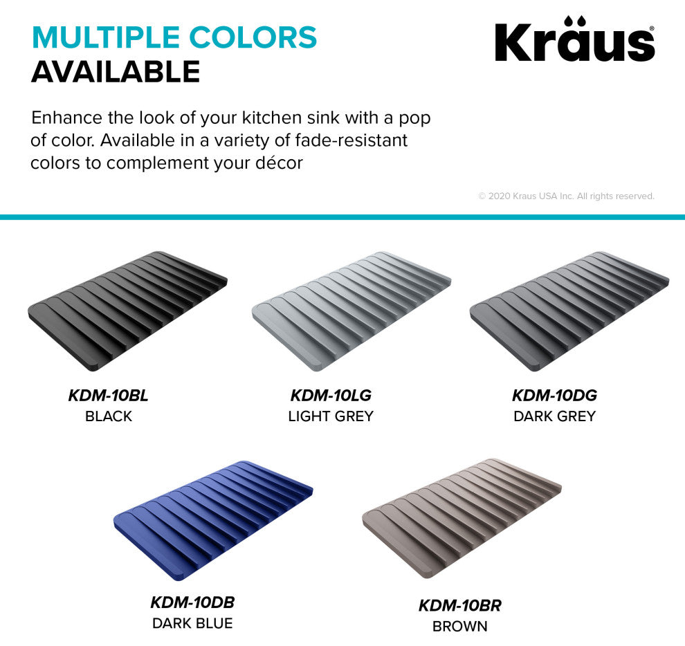 Self-Draining Silicone Dish Drying Mat or Trivet for Kitchen Counter Dark Grey