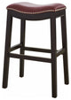 31" Dark Red And Espresso Solid Wood Backless Bar Chair