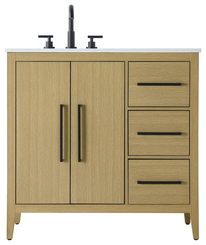 Home Living 36" Single Bathroom Vanity, Honey Brown