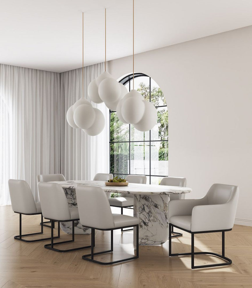 Manhattan Comfort Serena Dining Chair, Set of 8, Light Gray
