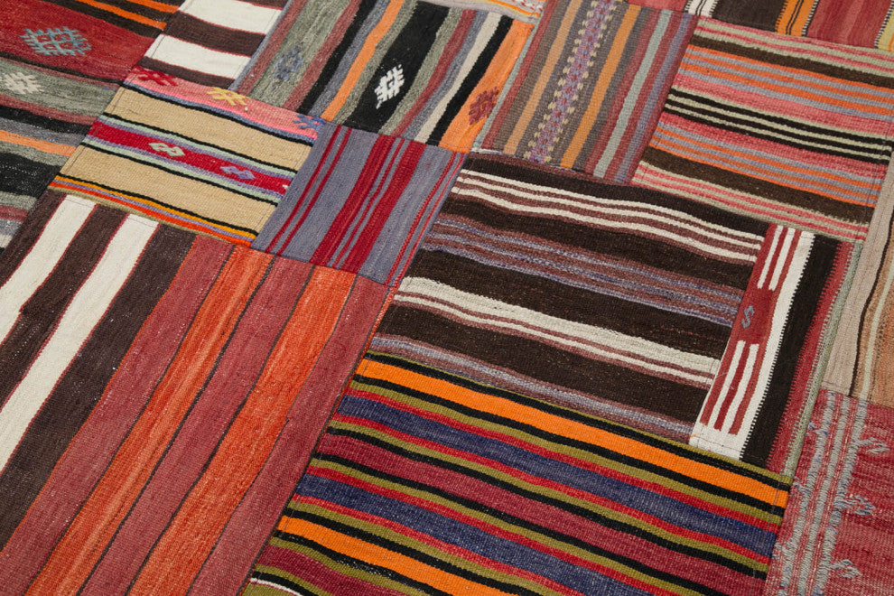 Rug N Carpet - Handmade Oriental 6' 8'' x 9' 11'' Tribal Patchwork Kilim Rug