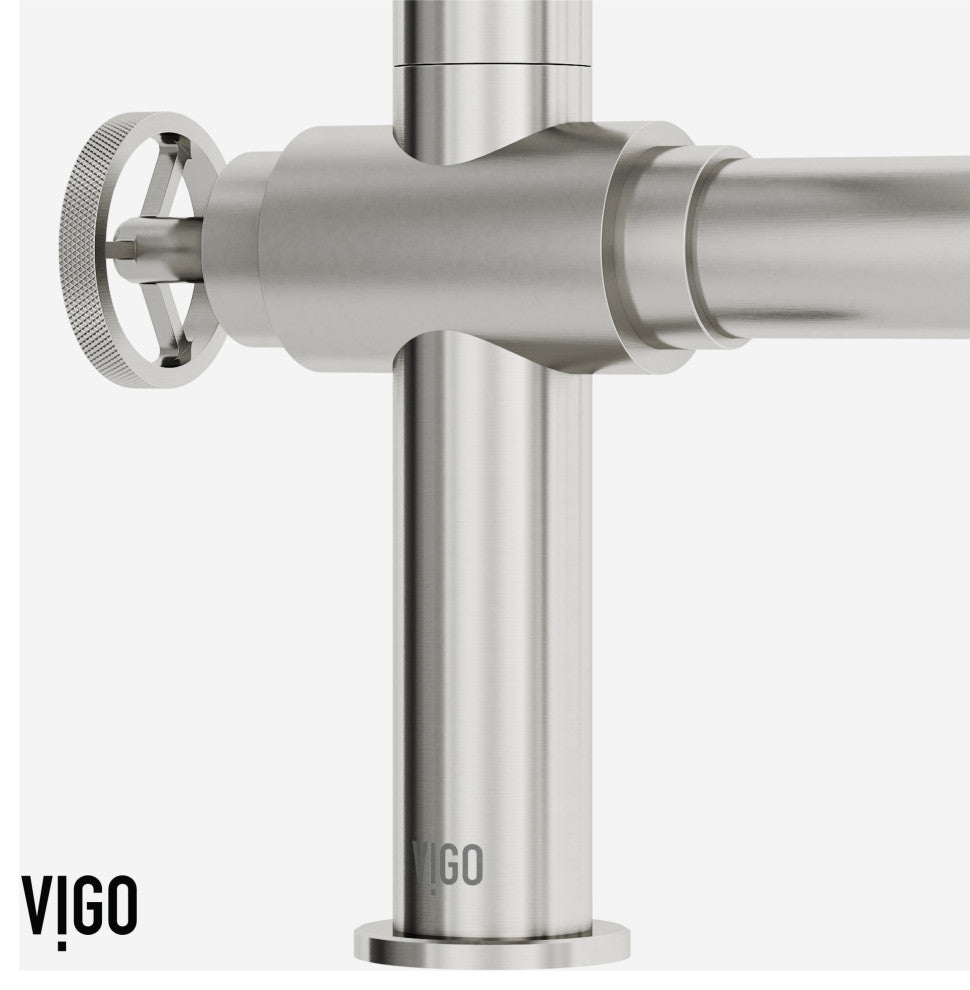 VIGO Cass 13" H Widespread Pull-Out Sprayer Kitchen Faucet, Stainless Steel