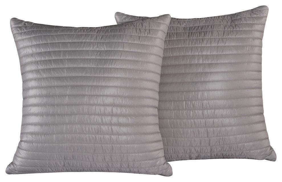 PUFF Quilted Ultra Light Nylon Decorative Pillow, Taupe, 18" X 18"